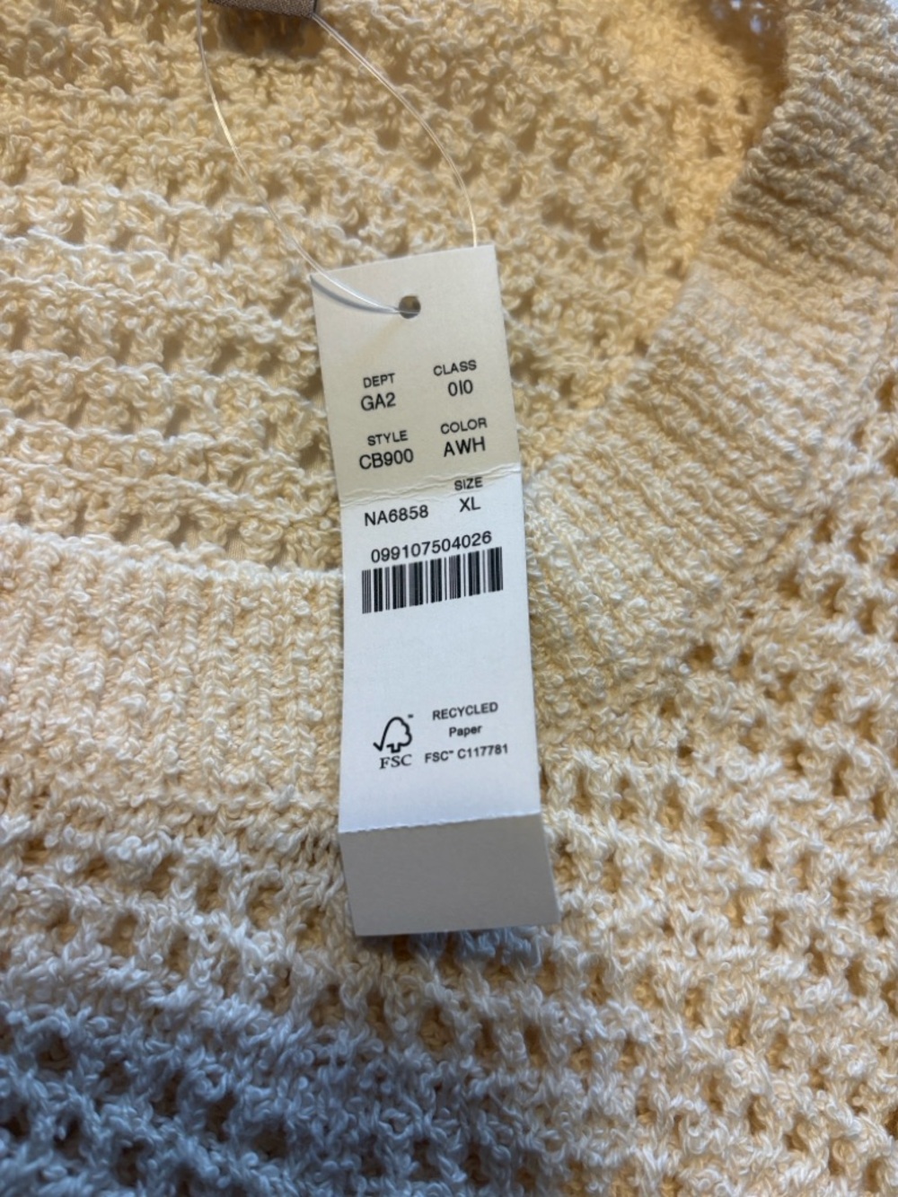 J. Crew Pointelle Crewneck Sweater Size XL Cream Open Knit Beachy Summer NWT - Picture 8 of 10